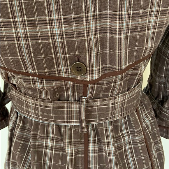 NWOT BCBG MAX AZRIA Brown Plaid Coat with Belt - Picture 6 of 10